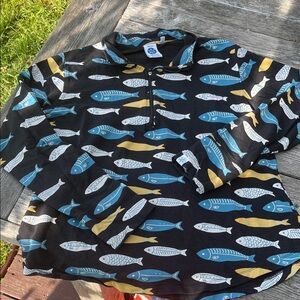 Colorful Salmon Sisters Fish Print Quarter Zip